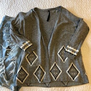 Grey Aztec print cardigan